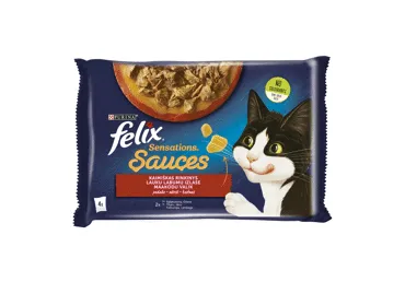 Kaķu barība FELIX SAUCES gaļas izlase 4x85g