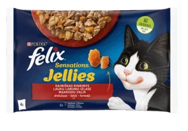 Kaķu barība FELIX SENSATIONS gaļas izlase 4x85g