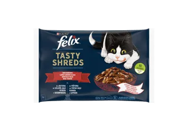 Kaķu barība FELIX TASTY SHREDS gaļas izlase 4x80g