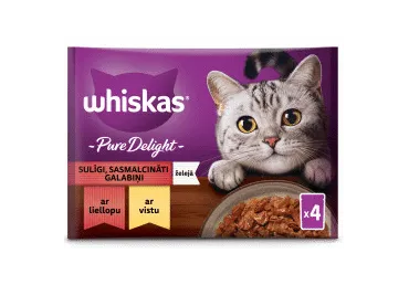 Kaķu barība WHISKAS Pure Delight gaļa 4x85g