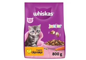 Kaķu bar.Junior WHISKAS ar vistu 800g