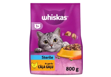 Kaķu bar.Sterile WHISKAS ar vistu 800g