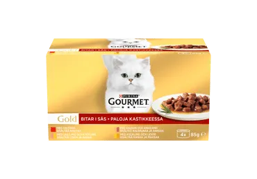 Kaķu konservi GOURMET GOLD gabaliņi(4*85g)340g