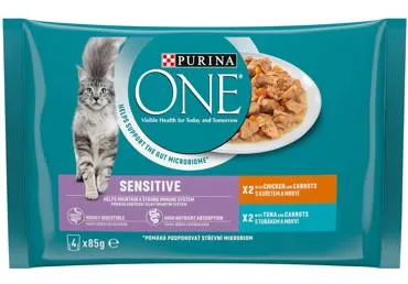 Kaķu konservi Sensitive vista tunzivs ONE 4x85g