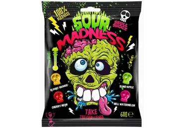 Karameles SOUR MADNESS galvaskausa formā 60g