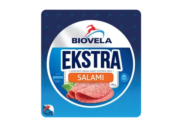 Desa karsti kūpināta Salami Ekstra šķēlēs 180g, Biovela
