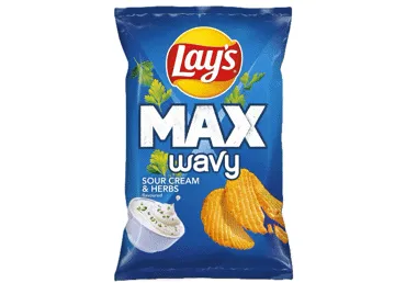 Kartupeļu čipsi LAY'S Wavy ar krējuma un garšaugu garšu 120g