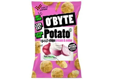 Kartupeļu čipsi O'BYTE skābā krējuma un sīpolu 90g