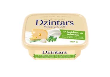 Kausētais siers DZINTARS ar ķiplokiem un zaļumiem, 180g