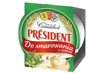 Kausētais siers PRESIDENT ar zaļumiem 120g
