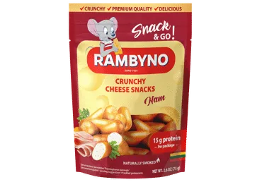 Kausēts kūpināts siers RAMBYNO Snack ar šķiņķi 75g