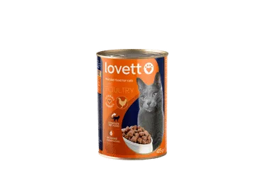 Kons. kaķu barība LOVETT mājputnu 415g