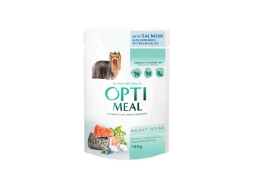 Konservēta barība lasis melleņu mērcē suņiem OPTIMEAL 100g
