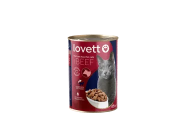 Konservēta kaķu barība LOVETT ar liellopu 415g