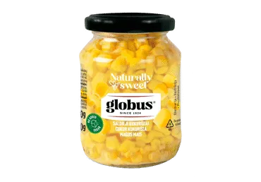 Konservēta saldā kukurūza GLOBUS 330g stiklā