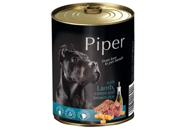 Konservēta suņu barība PIPER jērs/burkāni/rīsi 800g