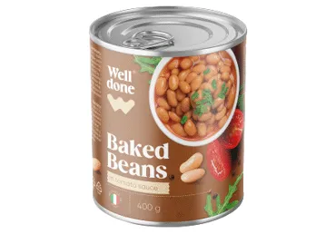 Konservētas ceptas pupiņas tomātu mērcē WELL DONE 400g