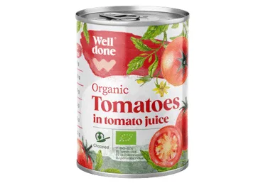 Konservēti BIO tomāti WELL DONE mizoti 400g