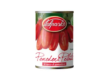 Tomāti mizoti sulā, viegli atver. 400g (240g), Italpasta