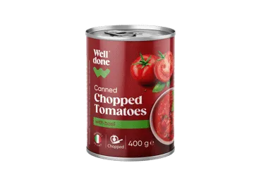 Konservēti tomāti ar baziliku sasmalcināti WELL DONE 400g
