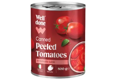 Konservēti tomāti WELL DONE mizoti 800g