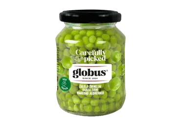 Konservēti zaļie zirnīši GLOBUS 330g stiklā