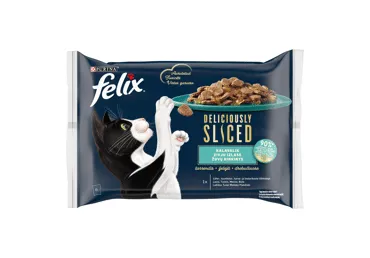Konservi kaķiem FELIX Deliciously zivju izlase 4x80g