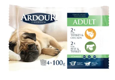 Konservi suņiem ARDOUR liellops-tītars 4x100g