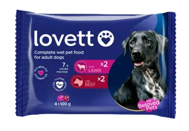 Kons.suņu bar. LOVETT jērs liell. 4x100g