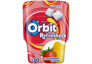 Košļājamā gumija ORBIT Bottle zemeņu un citrona 67g