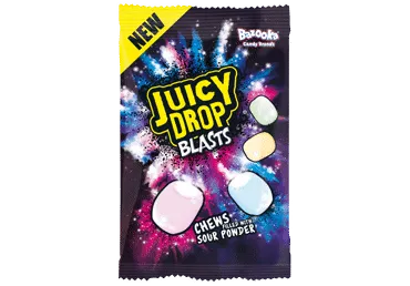Košļājamās konfektes BAZOOKA Juicy Drop Blasts 120g