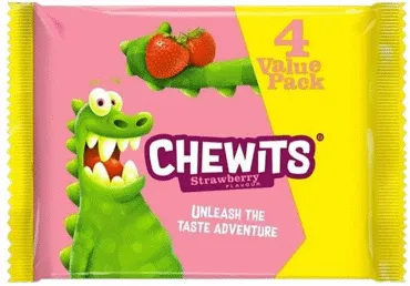 Košļājamās konfektes zemeņu CHEWITS 120g