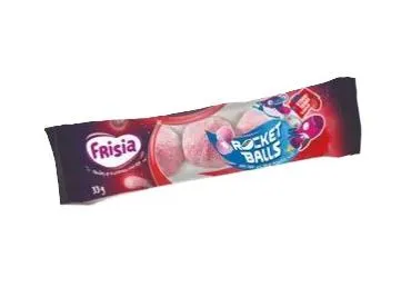 Košļājamās konfektes zemeņu Rocket Balls FRISIA 33g
