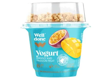 Krēmīgs jogurts WELL DONE ar mango pasifloru un granolu 200g