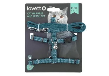 Krūšu siksnu un pavadu komplekts kaķiem