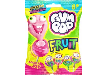 Ledenes uz kociņa ar košļājamo gumiju GUM POP Fruit 120g