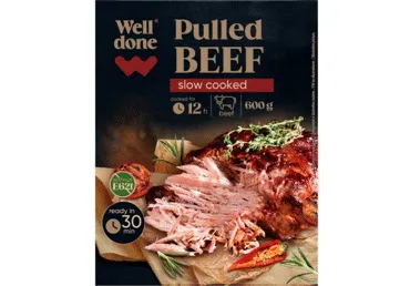 Lēni vārīta plucināta liellopu gaļa WELL DONE 600g