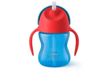 Mācību krūze AVENT ar salmiņu 9M+zila 200ml