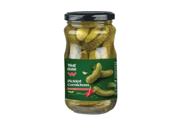 Marinēti gurķi WELL DONE asie 3-6cm 340g