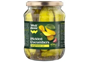 Marinēti gurķi WELL DONE saldskābi sagriezti 670g
