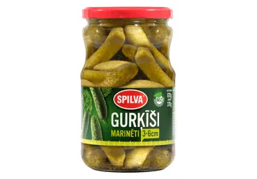 Gurķīši marinēti (3-6cm) 670g (370g), Spilva