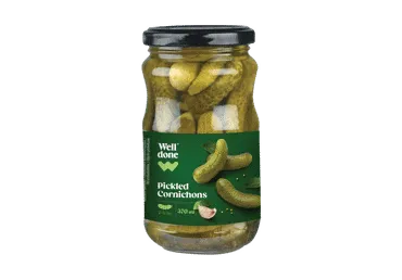Marinēti gurķīši WELL DONE 2-5cm 340g