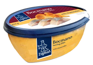 Marinētas siļķu filejas Bocmano ar gailenēm ZIGMAS 300g