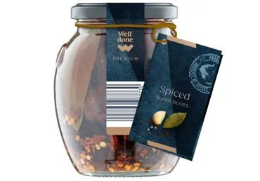 Melnās olīvas ar garšvielām WELL DONE PREMIUM 360g