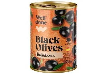Melnās olīvas bez kauliņiem WELL DONE 270g