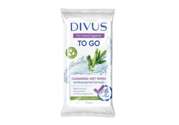 Mitrās salvetes DIVUS To Go antibakteriālas 15gb.