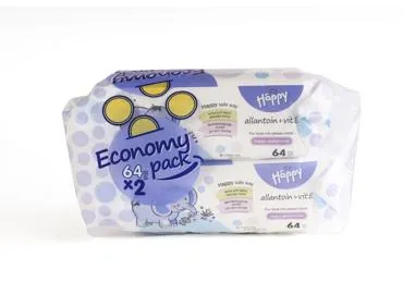 Mitrās salvetes HAPPY Economy 2x64gab.