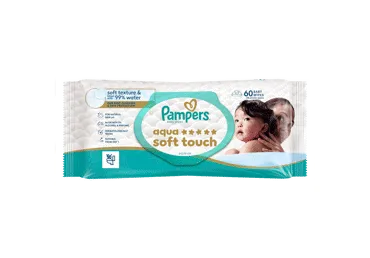 Mitrās salvetes PAMPERS Aqua Soft Touch 60gab.