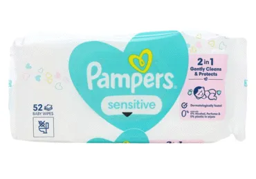 Mitrās salvetes PAMPERS Sensitive 52gab.