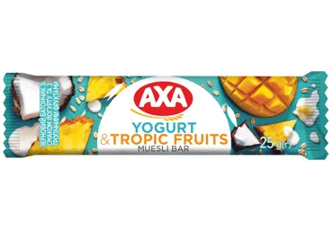 Musli batoniņš AXA ar jogurtu un tropiskiem augļiem 25g